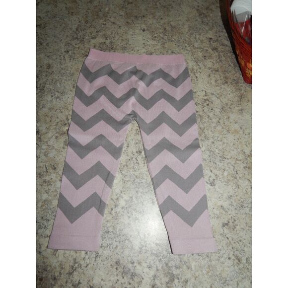 2pc toddler girls 3T leggings bundle pink & gray chevron and blue with side lace - Picture 2 of 11